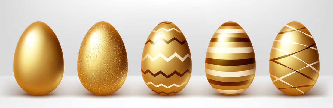 金色彩绘鸡蛋元素