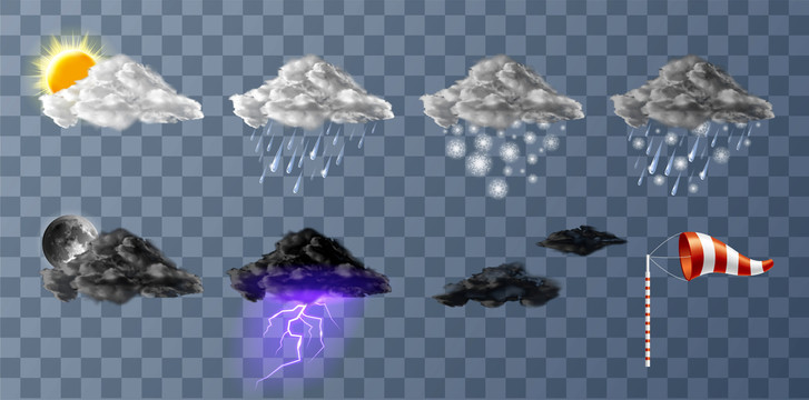 晴朗烏云閃電插圖