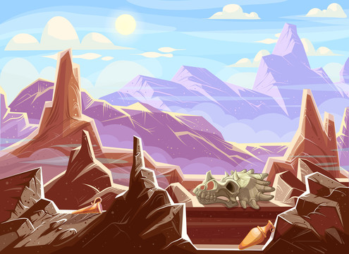 紫色岩山骨骸景观插图