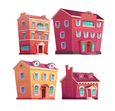 西方建筑卡通插圖