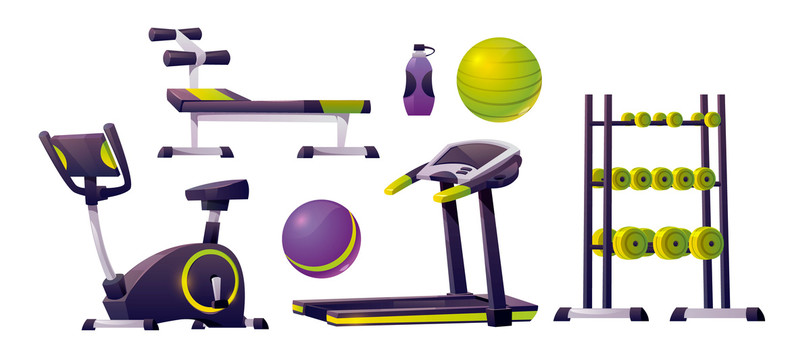 紫绿色健身器材元素