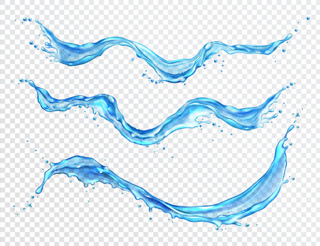 藍色水流飛濺元素