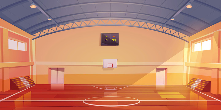 橘色调室内篮球场插图
