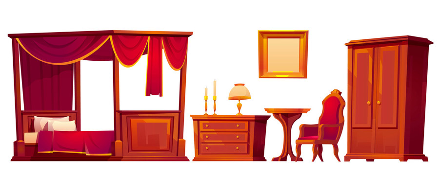咖啡色木质卧室家具插图