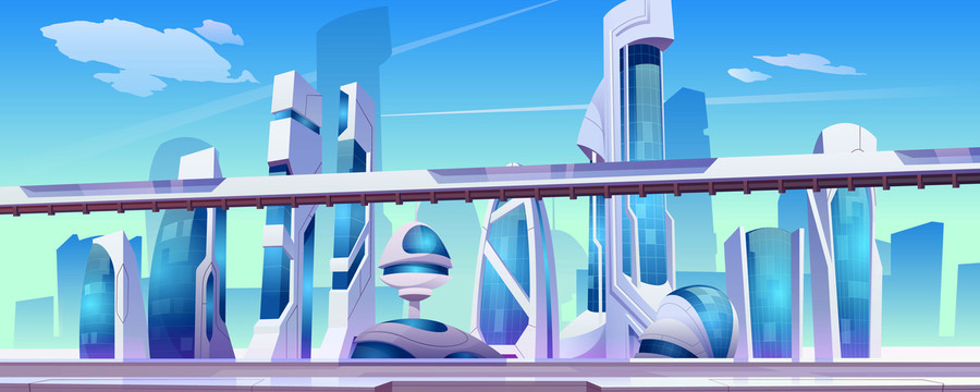 蓝白机械科技城市插图