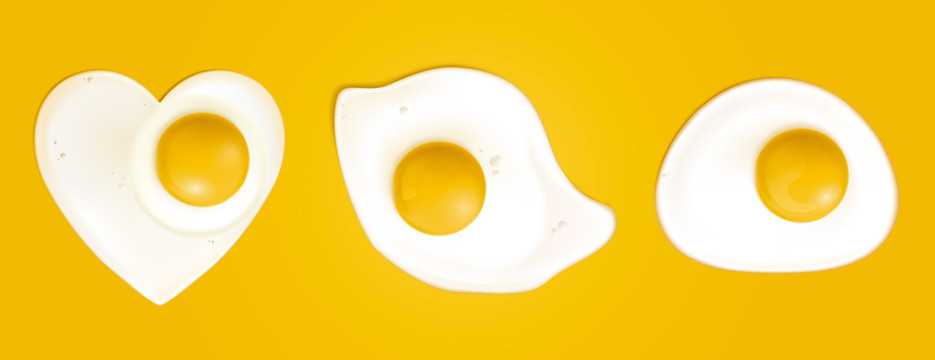黄白可爱造型荷包蛋元素