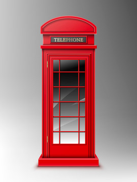英国红色电话亭元素