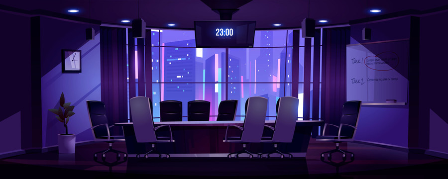 夜晚會(huì)議室插圖