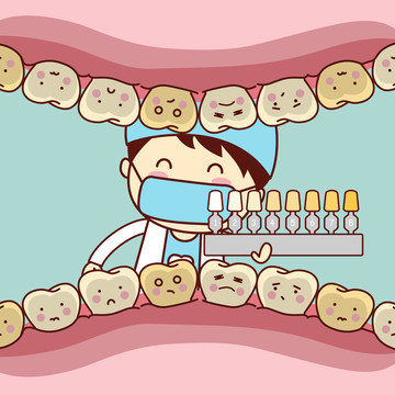 牙医检查牙齿颜色插图