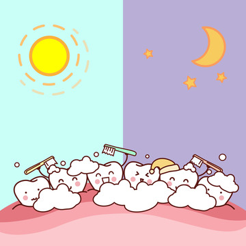早晨晚間記得刷牙插圖