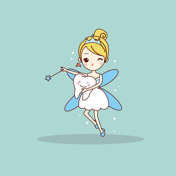 俏皮仙女擁抱牙齒插圖