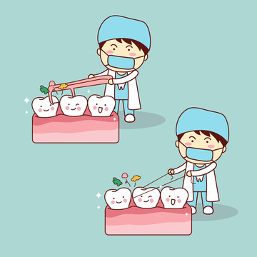牙医用牙线清洁牙齿插图