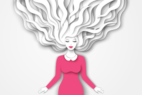 長發女性曲線插圖