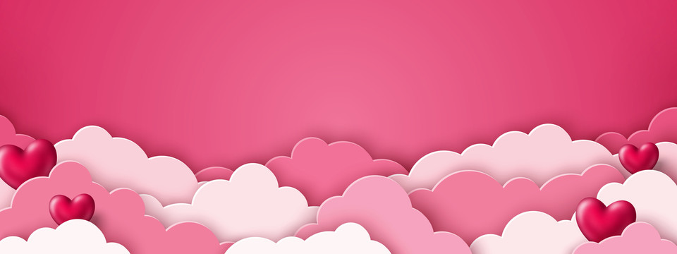 粉红爱心云海背景