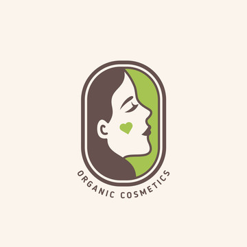 灰綠色彩妝女孩logo插圖
