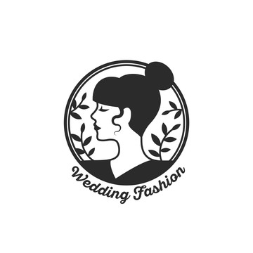 黑白自然系女孩logo插圖