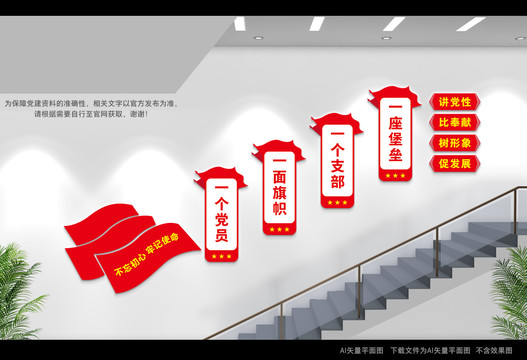 黨員活動(dòng)室樓梯文化墻