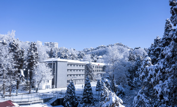 庐山雪景雪中别墅