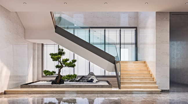 现代玻璃楼梯景观