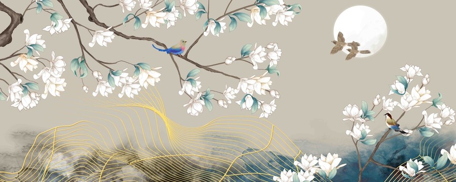 中式玉蘭花背景