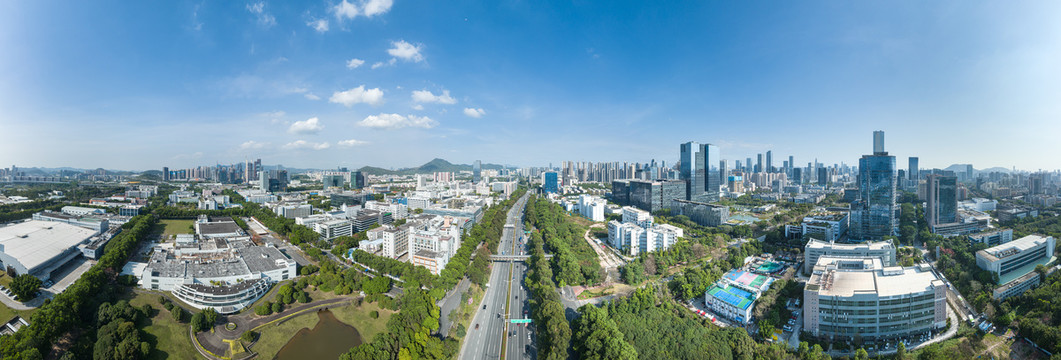 深圳南山区科技园片区航拍全景