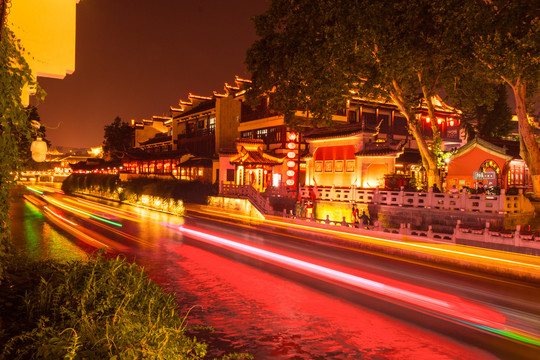 南京夫子庙秦淮河景区夜景