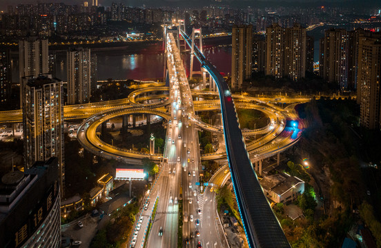 重庆鹅公岩立交桥夜景