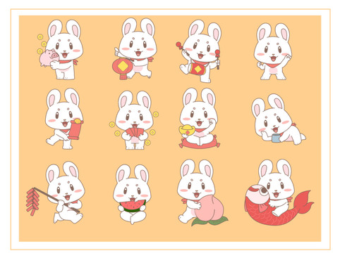 12个卡通小兔子