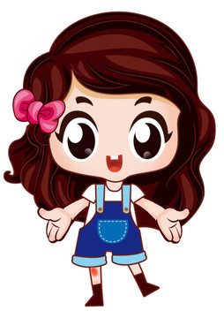 長(zhǎng)發(fā)卡通女孩人物少女形象