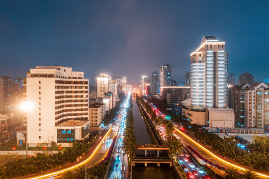 海口市万绿园城市夜景