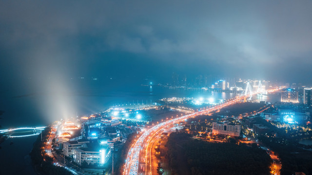 海口市万绿园城市夜景