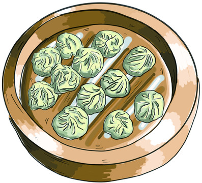 灌湯小籠包早餐湯包蒸包插圖