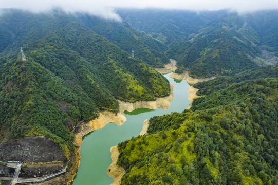 江西上饶黄源水库风光航拍