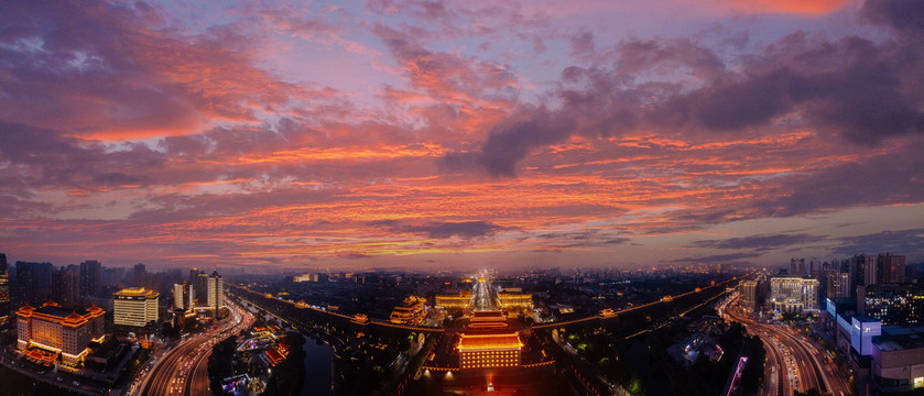 西安碑林区永宁门夜景