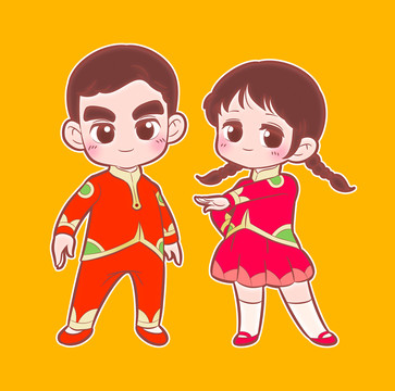 卡通學(xué)生男孩女孩