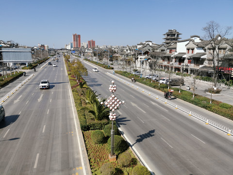 曲沾大道古镇道路景观绿化