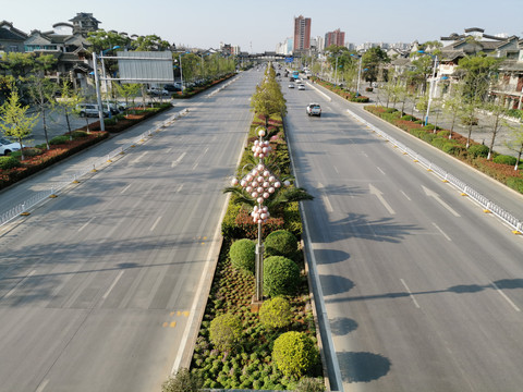 曲沾大道古镇道路景观绿化