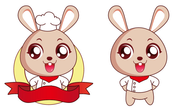 卡通兔子厨师兔动物形象图案