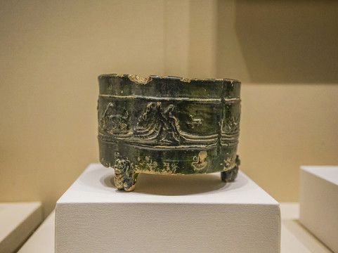 东汉绿釉陶奁汉代陶器文物