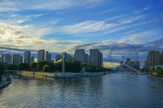 天津之眼天津城市风光海河夜景