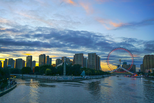 天津之眼夜景天津城市风光夜景