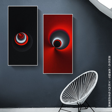 鴻運(yùn)當(dāng)頭抽象黑紅色雙聯(lián)裝飾畫(huà)