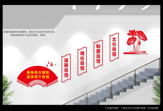 四個(gè)自信樓梯文化墻