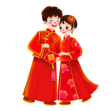 中式婚姻結(jié)婚的情侶元素