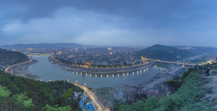 宜宾老城区夜景城市景观