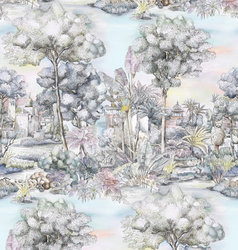 手繪線描美式風(fēng)景