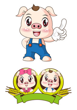 卡通猪食料包装动物形象猪肉