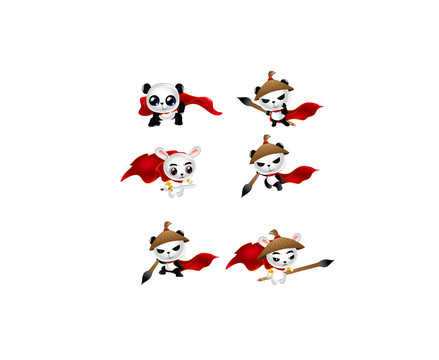 卡通動(dòng)物形象功夫兔子熊貓俠客