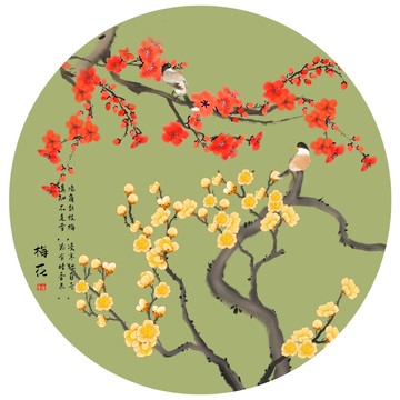 梅花圆形装饰画