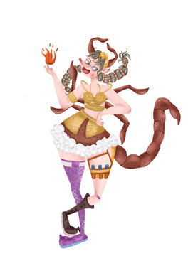 兒插蝎子女孩